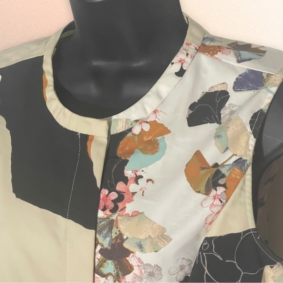 3.1 Phillip Lim for Target Khaki Floral Patchwork Zip Peplum Vest Blouse Medium - Picture 5 of 11